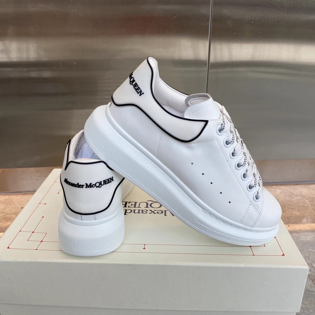 Alexander Mqueen Raised-Sole Low-Top Leather Trainers - FashionPlug