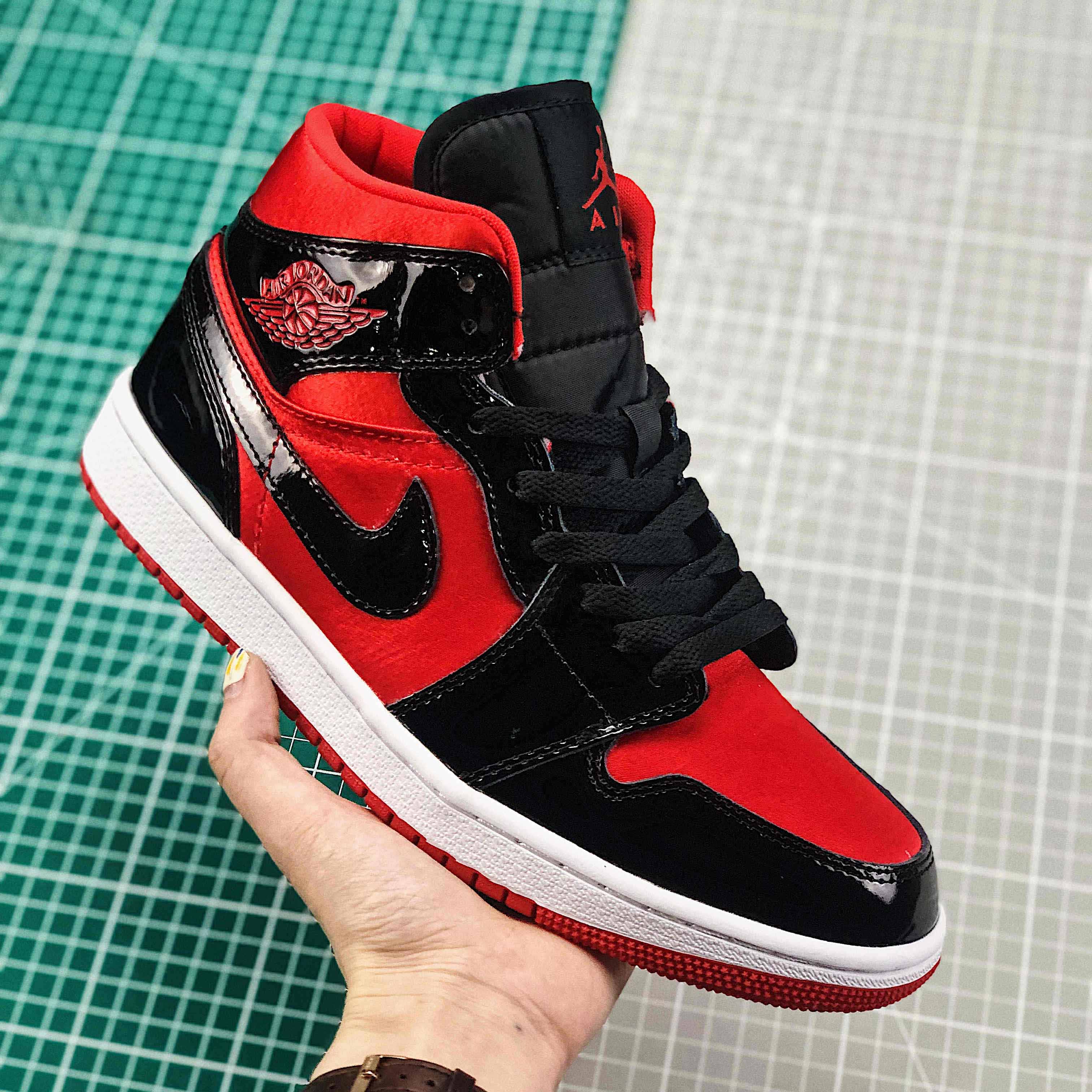 Jordan Air 1 Mid Black/Hot Punch BQ6472-600  - FashionPlug