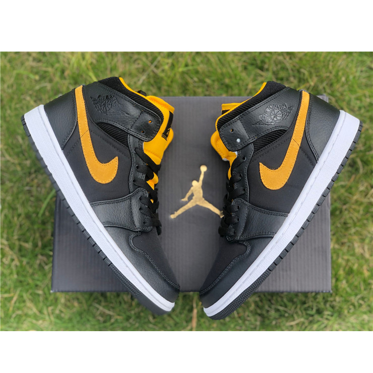 Jordan Air 1 Mid Black University Gold CI9352-001  - FashionPlug