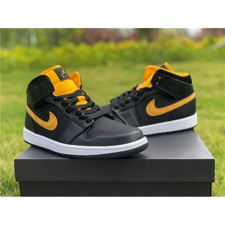 Jordan Air 1 Mid Black University Gold CI9352-001  - FashionPlug