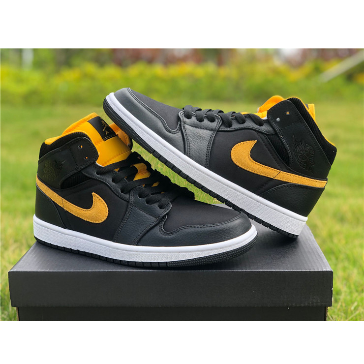 Jordan Air 1 Mid Black University Gold CI9352-001  - FashionPlug