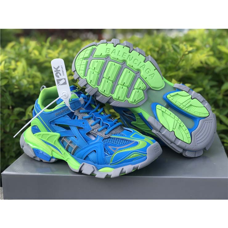Balenciaga Blue & Green Track.2 Sneakers - FashionPlug