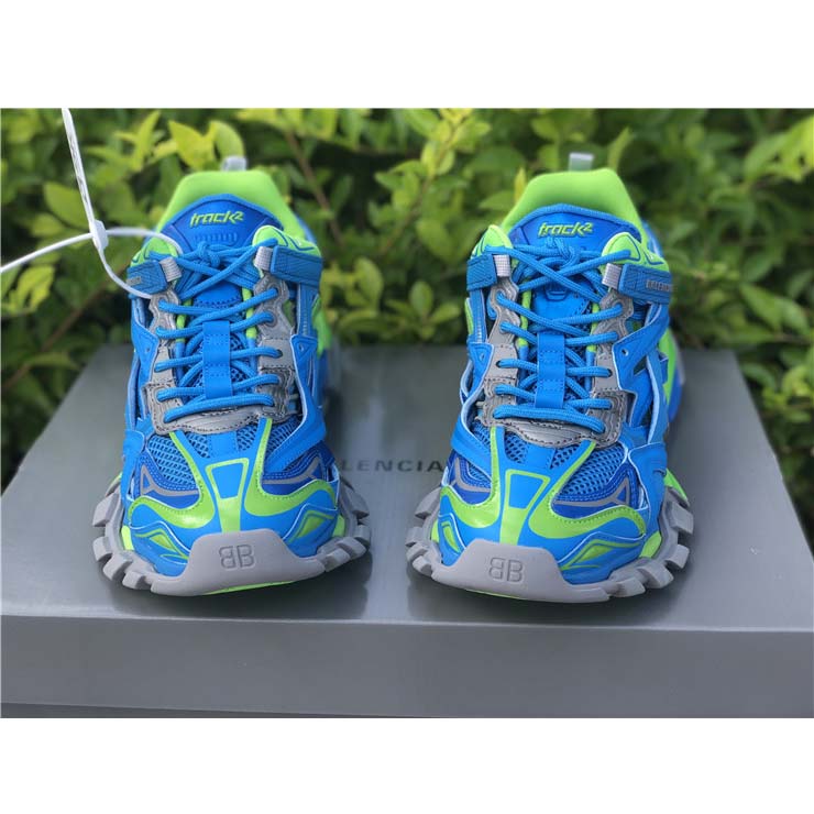 Balenciaga Blue & Green Track.2 Sneakers - FashionPlug