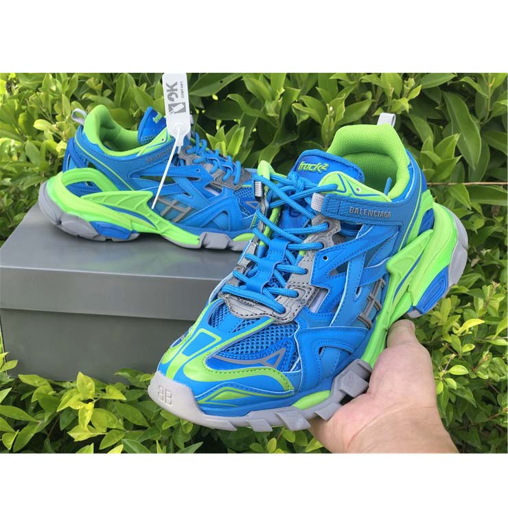 Balenciaga Blue & Green Track.2 Sneakers - FashionPlug