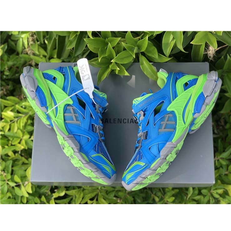 Balenciaga Blue & Green Track.2 Sneakers - FashionPlug