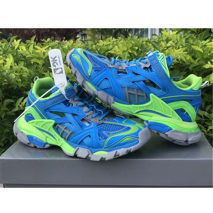 Balenciaga Blue & Green Track.2 Sneakers - FashionPlug