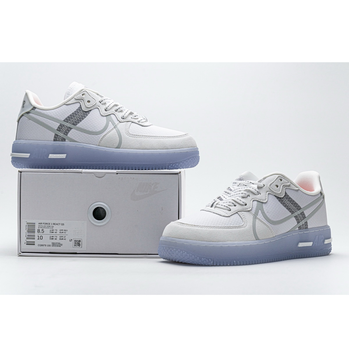 Nike Air Force 1 React White Ice CQ8879-100  - FashionPlug