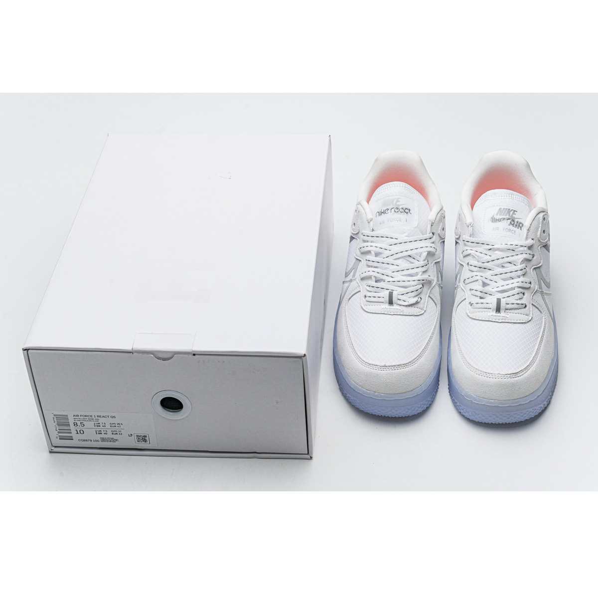 Nike Air Force 1 React White Ice CQ8879-100  - FashionPlug