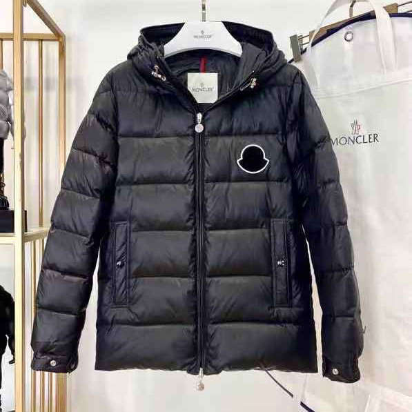 Moncler Logo Print Down Jacket  - FashionPlug