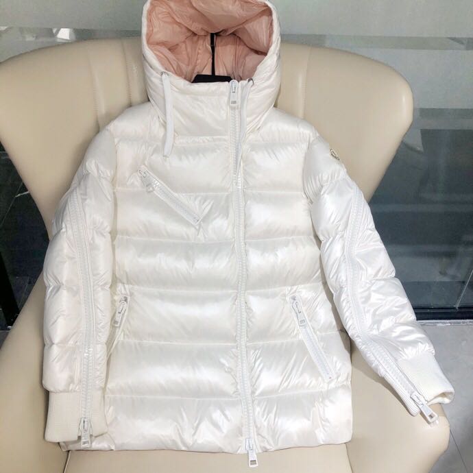 Moncler White Zipper Down Jacket  - FashionPlug