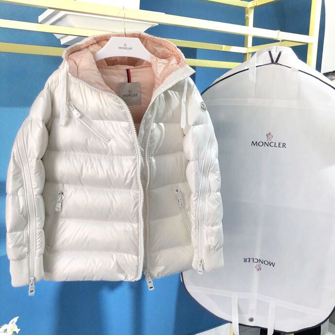 Moncler White Zipper Down Jacket  - FashionPlug