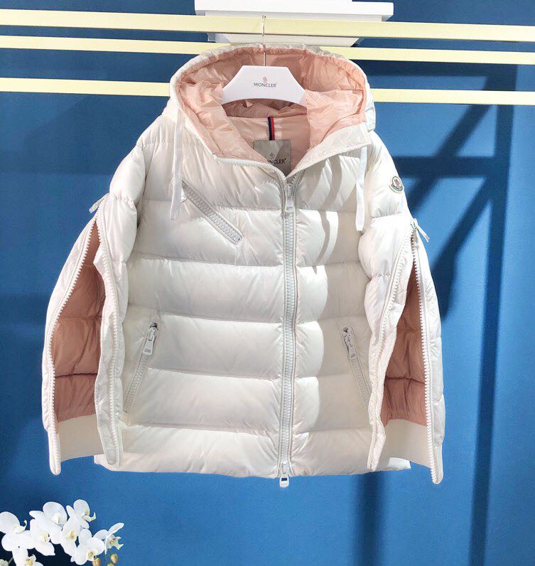 Moncler White Zipper Down Jacket  - FashionPlug