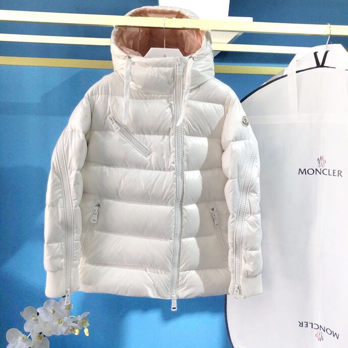 Moncler White Zipper Down Jacket  - FashionPlug