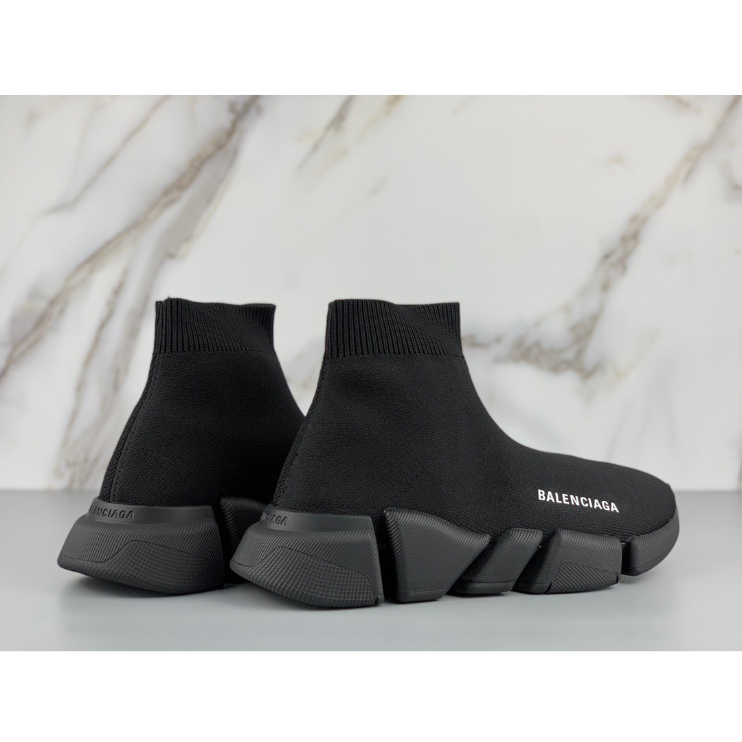 Balenciaga Black Speed.2 Lt Knit Sole - FashionPlug