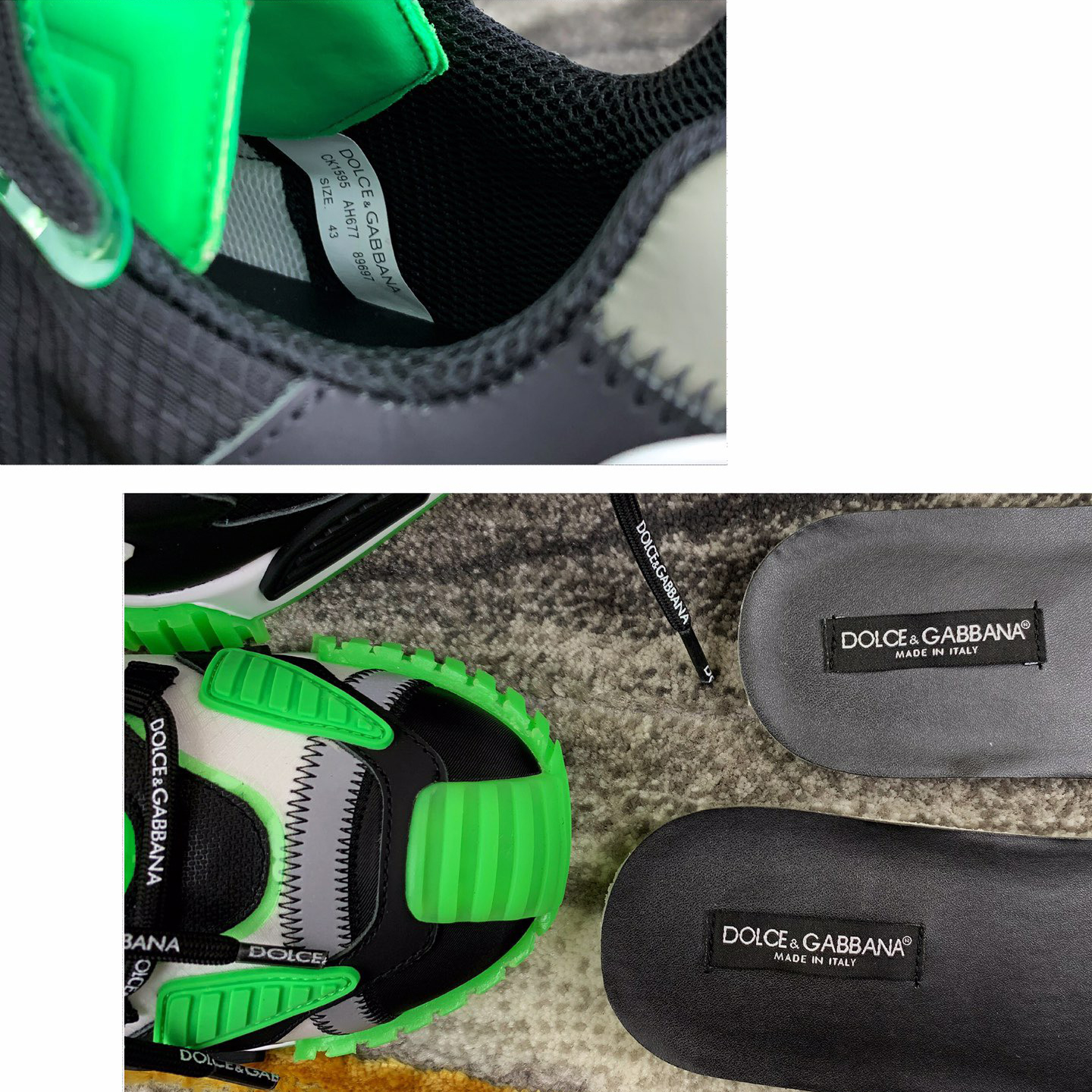 Dolce & Gabbana Black & Green NS1 Slip-on Sneakers - FashionPlug
