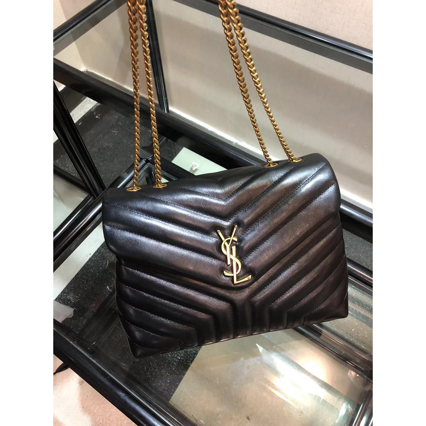 Saint Laurent Logo Print Shoulder Bag (31cm) - FashionPlug