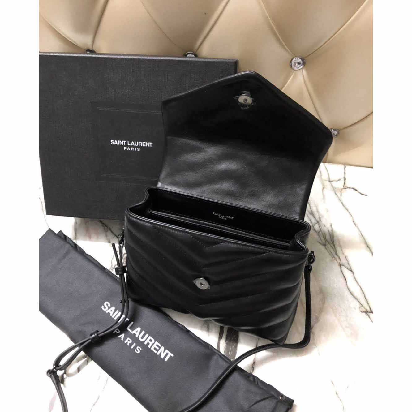Saint Laurent Black Leather Shoulder Bag  - FashionPlug