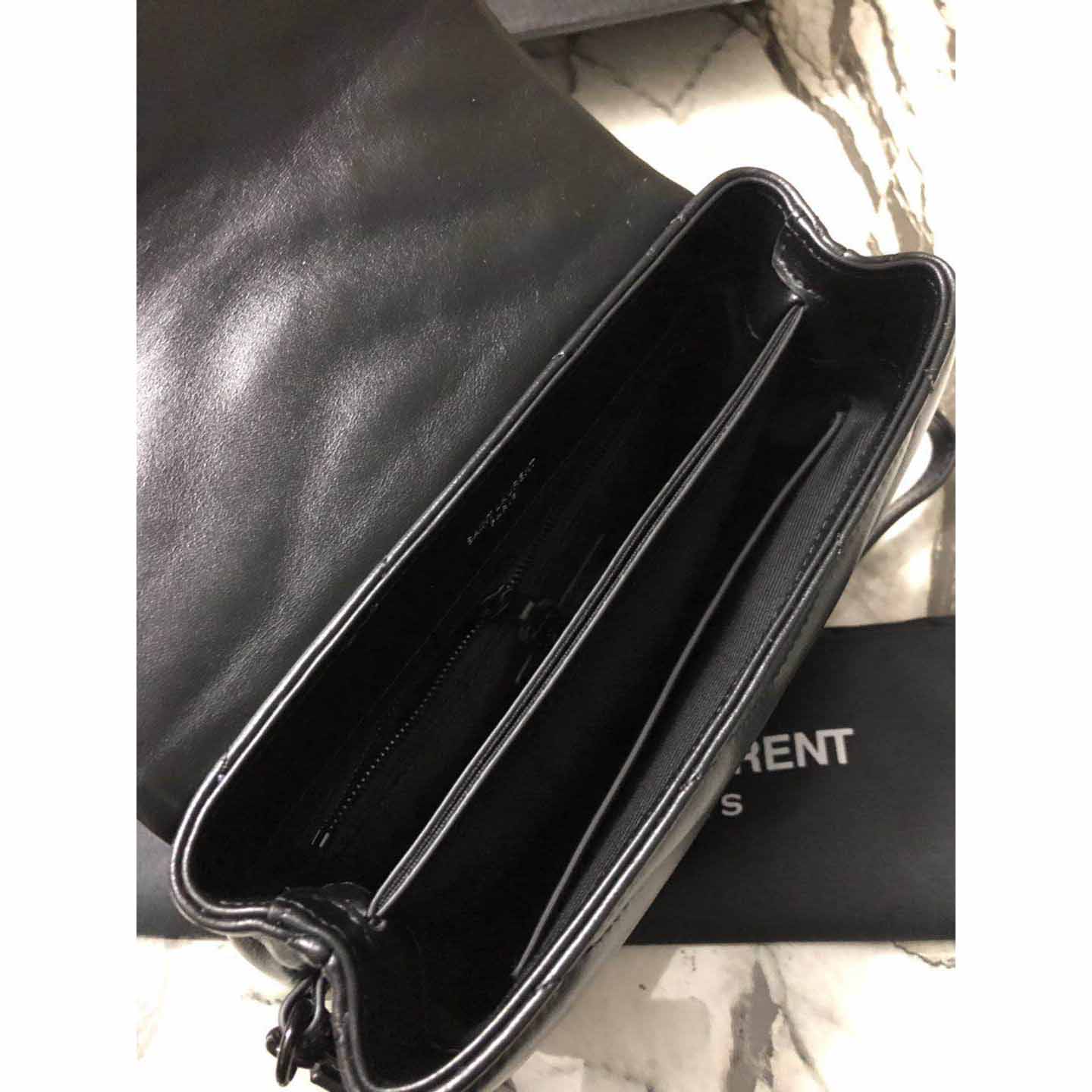 Saint Laurent Black Leather Shoulder Bag  - FashionPlug