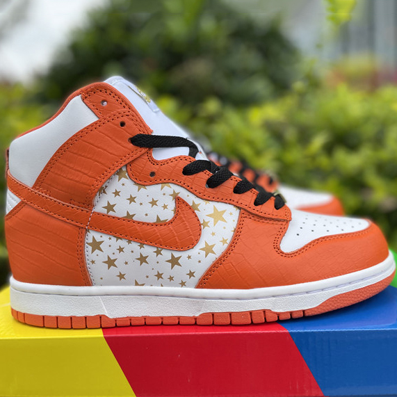 Nike Dunk High Pro SB Supreme Orange Stars - FashionPlug