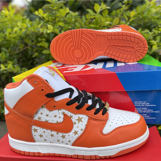 Nike Dunk High Pro SB Supreme Orange Stars - FashionPlug