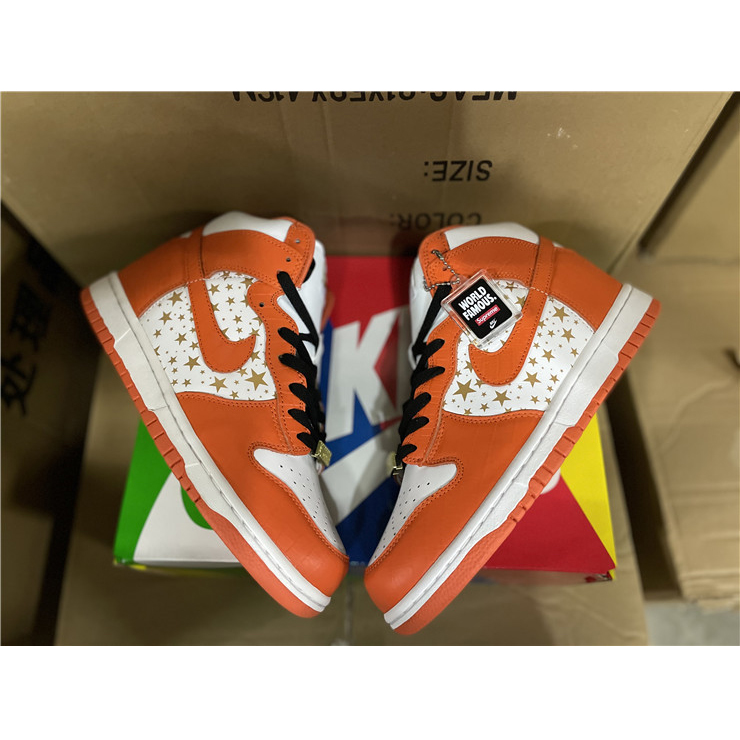 Nike Dunk High Pro SB Supreme Orange Stars - FashionPlug