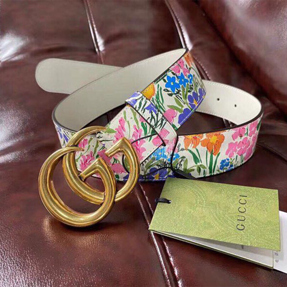 Gucci Flower Print Belt - FashionPlug