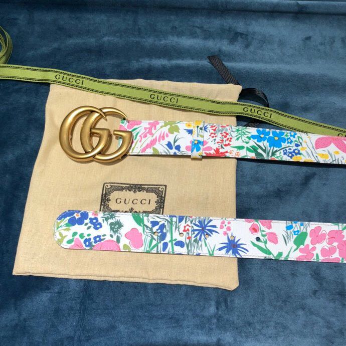 Gucci Flower Print Belt - FashionPlug