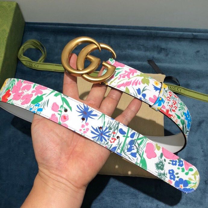 Gucci Flower Print Belt - FashionPlug
