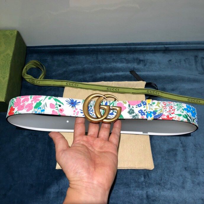 Gucci Flower Print Belt - FashionPlug