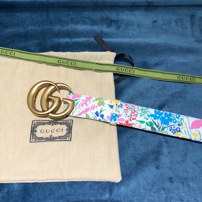 Gucci Flower Print Belt - FashionPlug