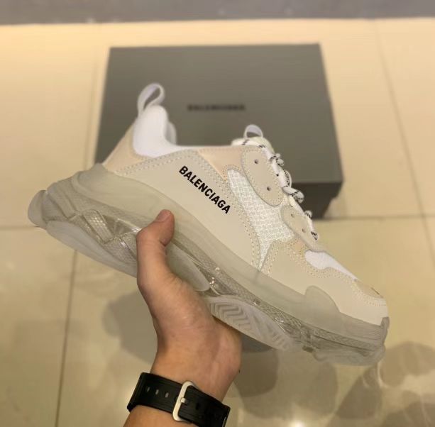 Balenciaga Clear Sole Triple S Trainers White - FashionPlug