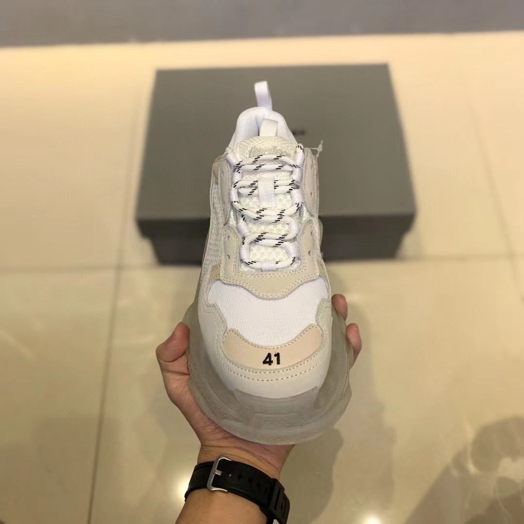 Balenciaga Clear Sole Triple S Trainers White - FashionPlug