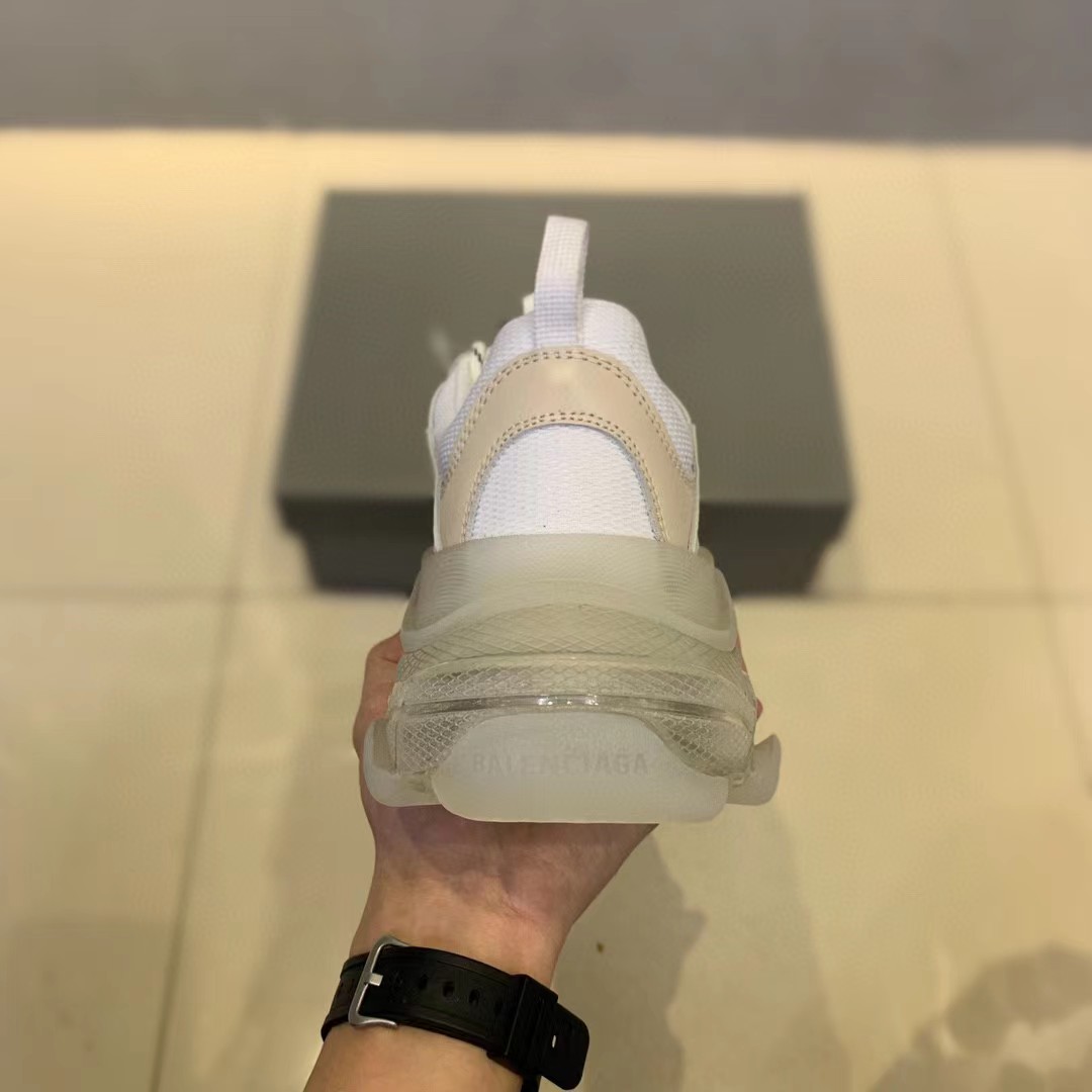 Balenciaga Clear Sole Triple S Trainers White - FashionPlug