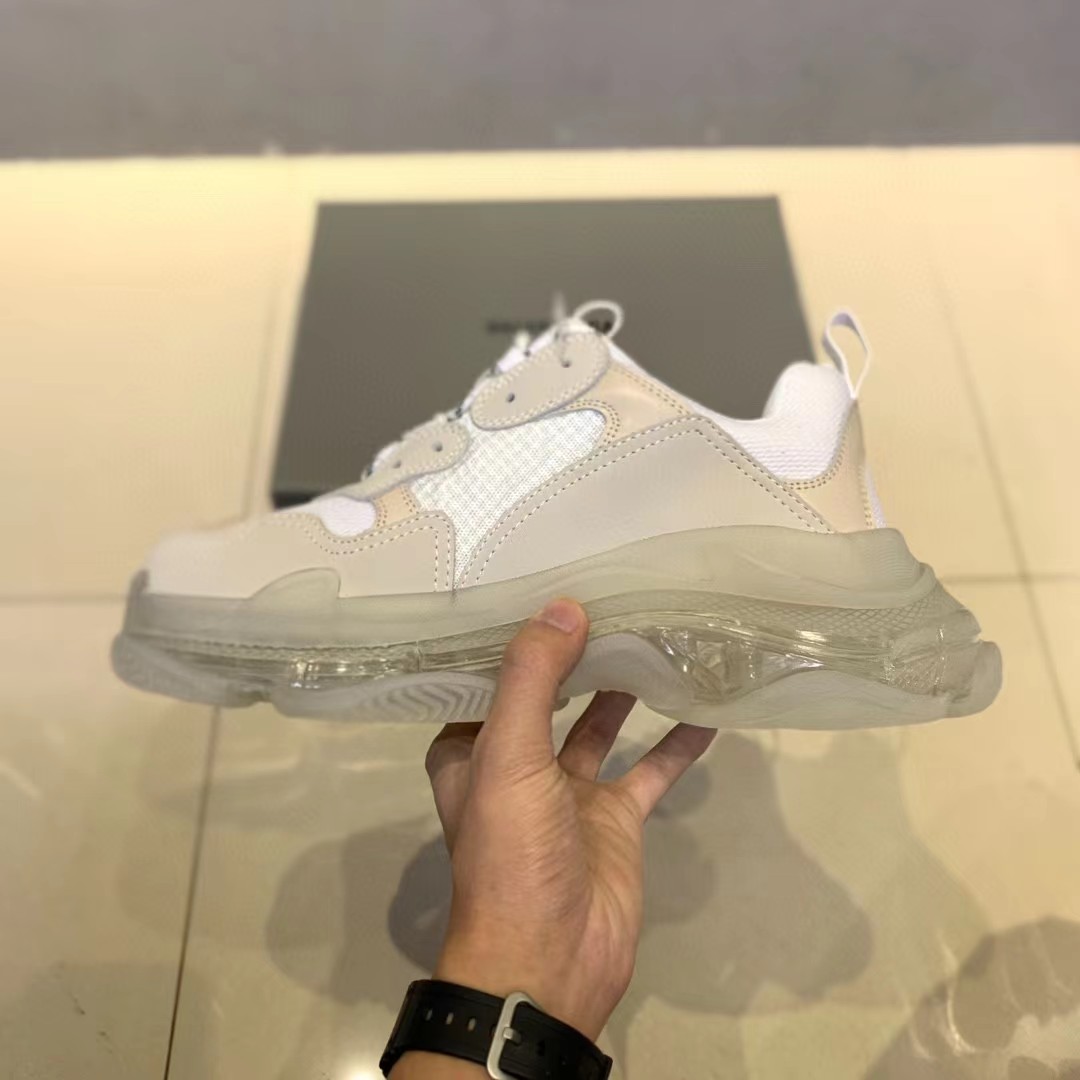 Balenciaga Clear Sole Triple S Trainers White - FashionPlug