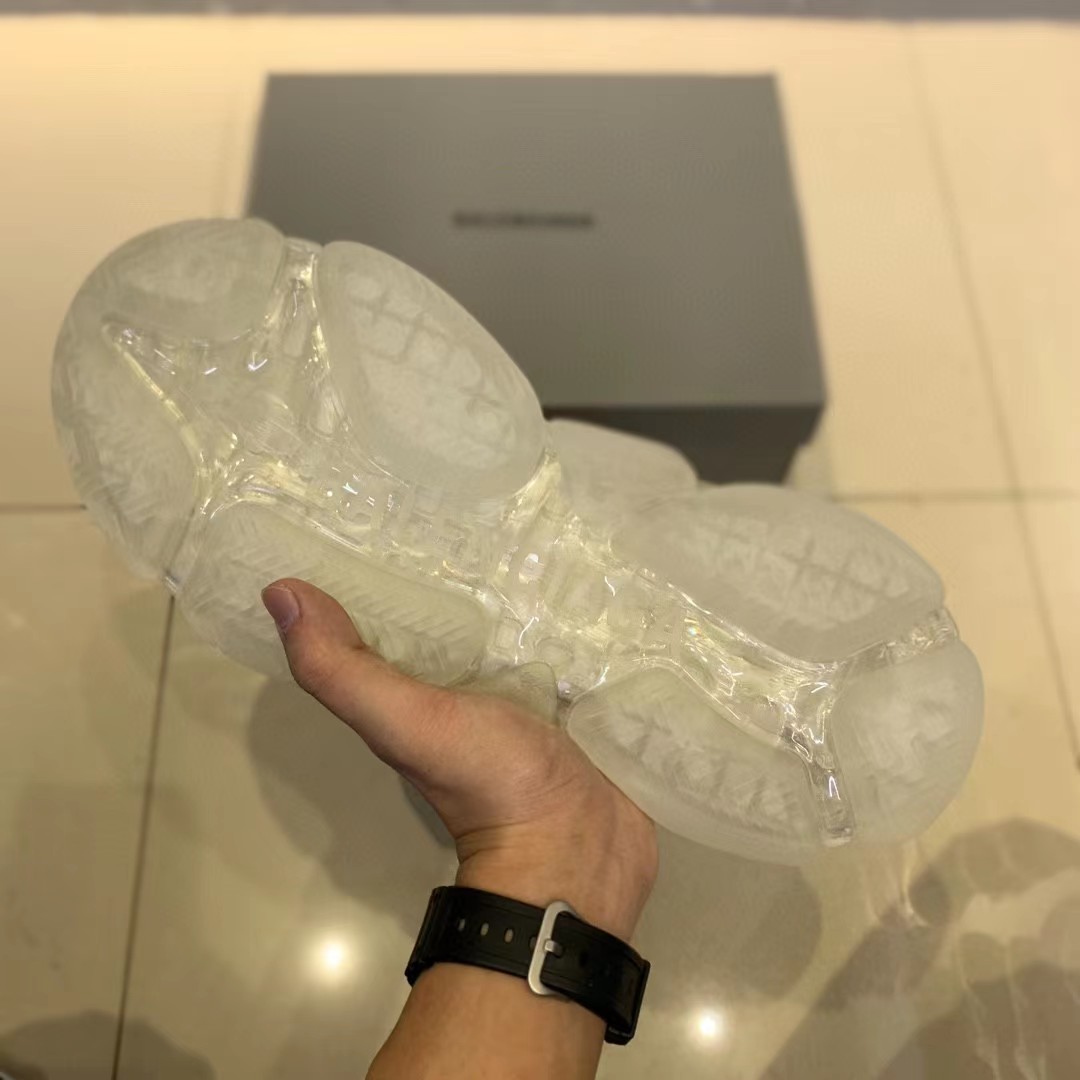 Balenciaga Clear Sole Triple S Trainers White - FashionPlug