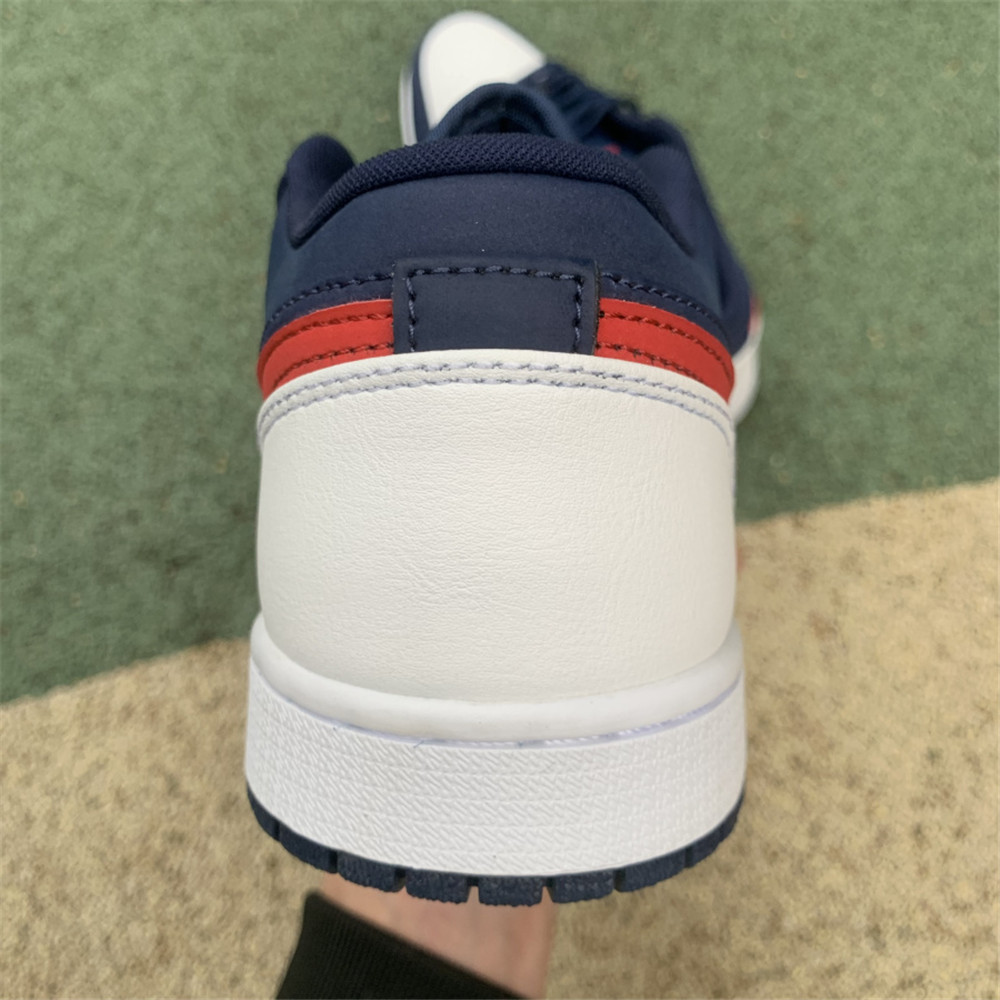 Jordan AJ 1 Low USA White Blue Red Basketball Shoes CZ8454-400 - FashionPlug