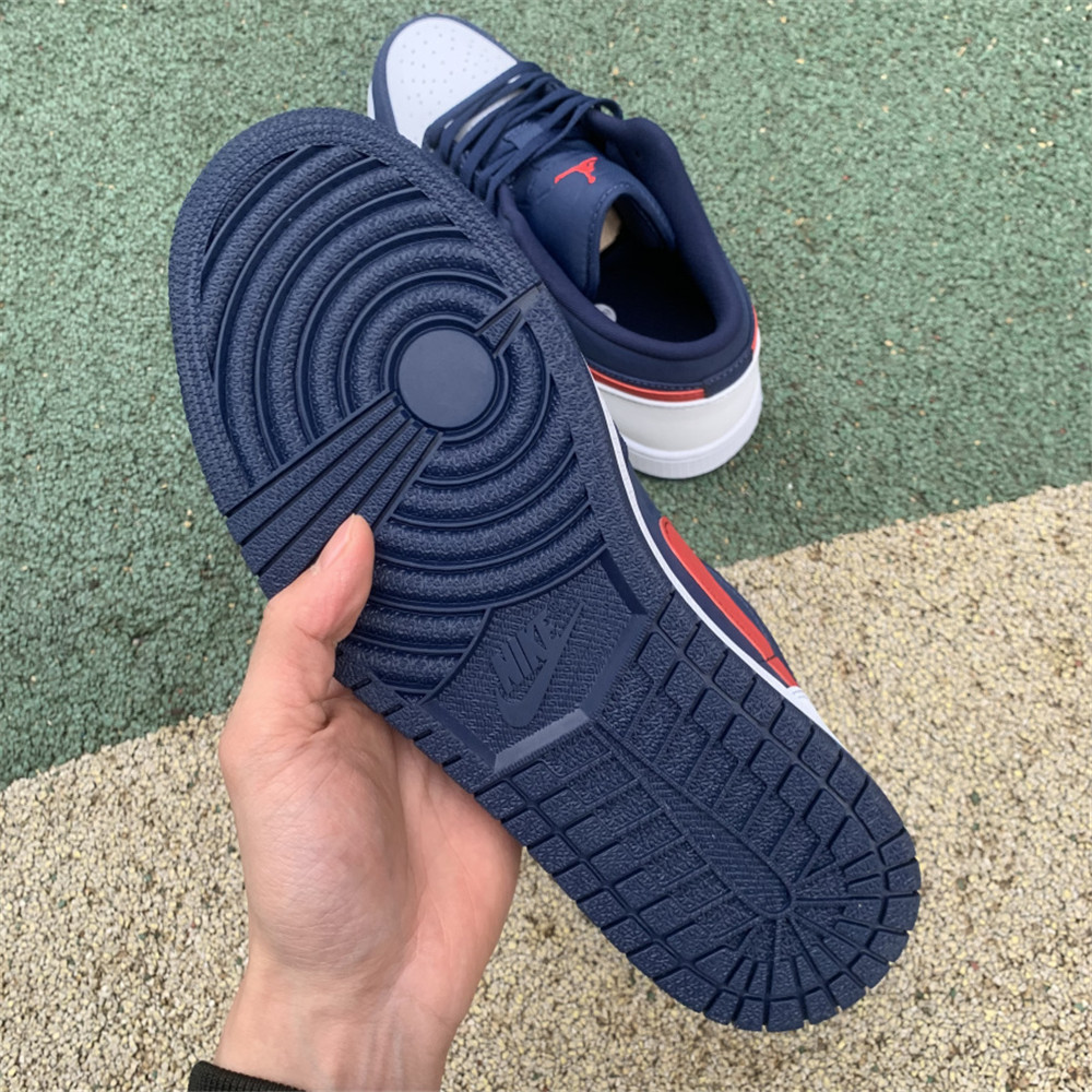 Jordan AJ 1 Low USA White Blue Red Basketball Shoes CZ8454-400 - FashionPlug