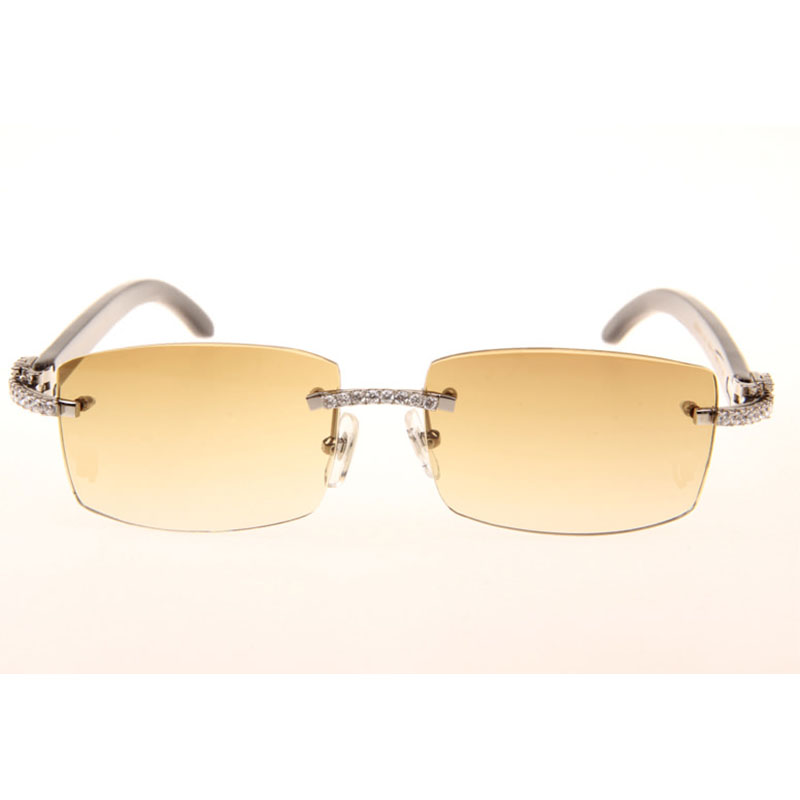 Cartier  3524012 Black And White Buffalo Big Lens Sunglasses In  Silver - FashionPlug