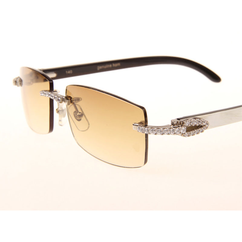 Cartier  3524012 Black And White Buffalo Big Lens Sunglasses In  Silver - FashionPlug
