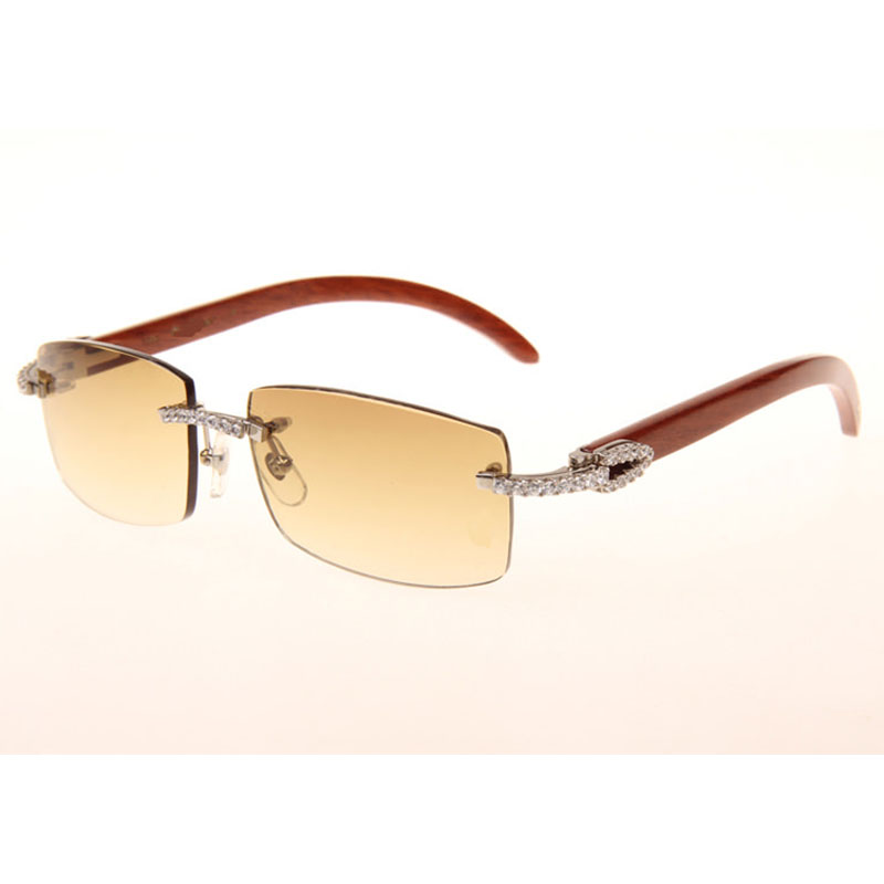 Cartier 3524012 Diamond Wood Sunglasses In Silver - FashionPlug