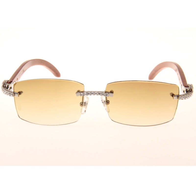 Cartier 3524012 Diamond Wood Sunglasses In Silver - FashionPlug