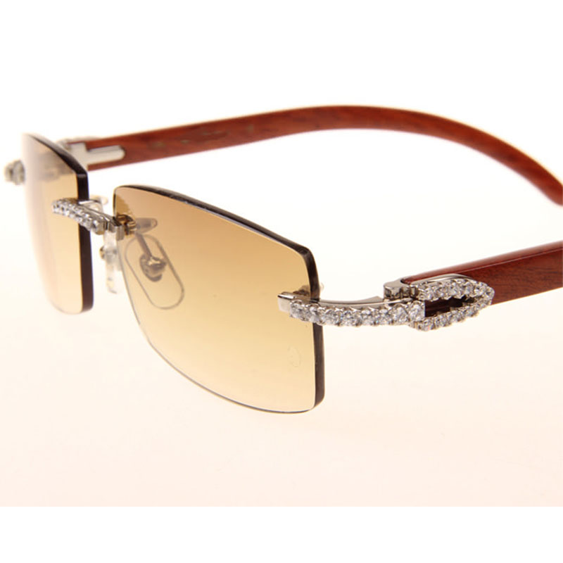 Cartier 3524012 Diamond Wood Sunglasses In Silver - FashionPlug