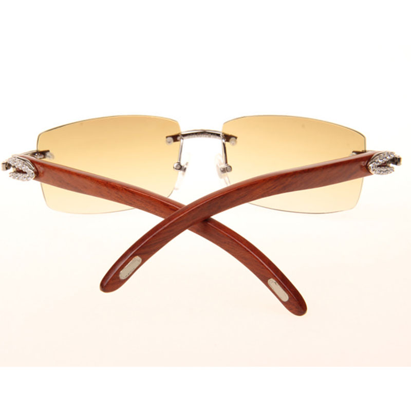 Cartier 3524012 Diamond Wood Sunglasses In Silver - FashionPlug