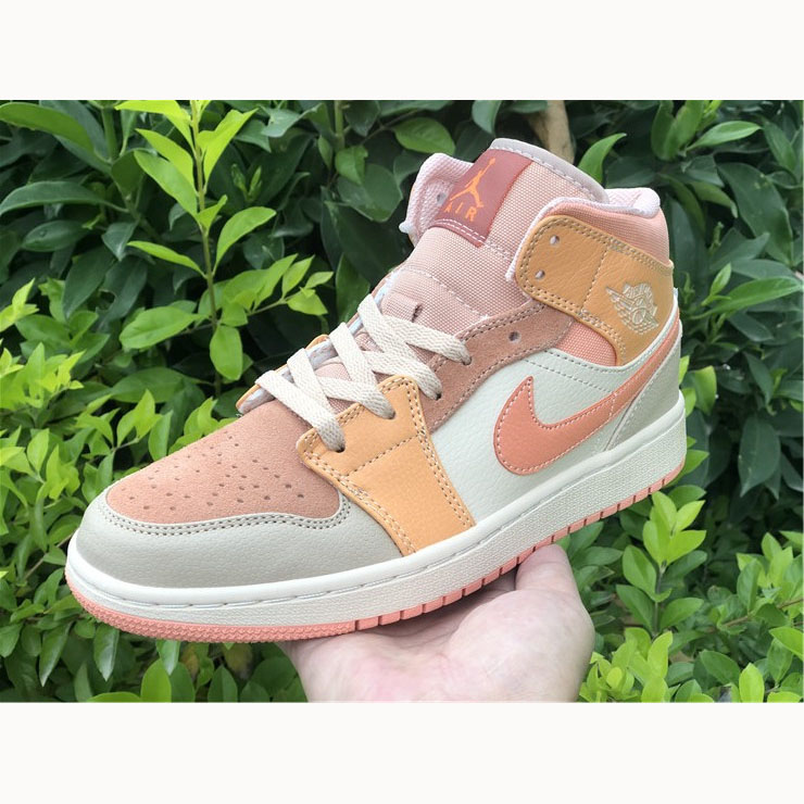 Jordan  Pink Orange Stitching Air  1 Mid - FashionPlug