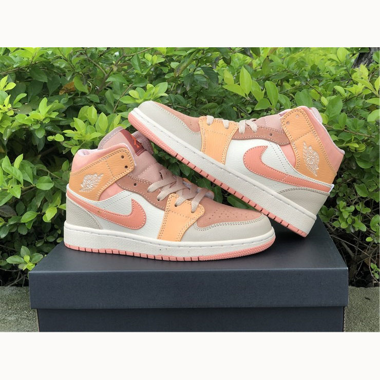 Jordan  Pink Orange Stitching Air  1 Mid - FashionPlug