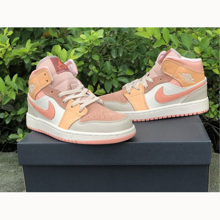 Jordan  Pink Orange Stitching Air  1 Mid - FashionPlug