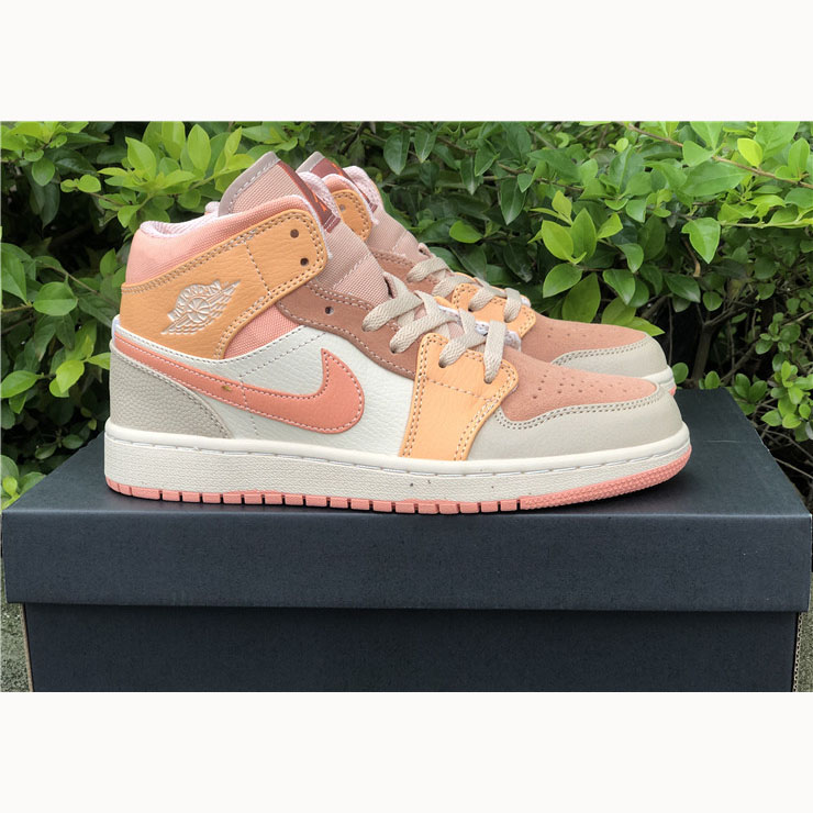 Jordan  Pink Orange Stitching Air  1 Mid - FashionPlug