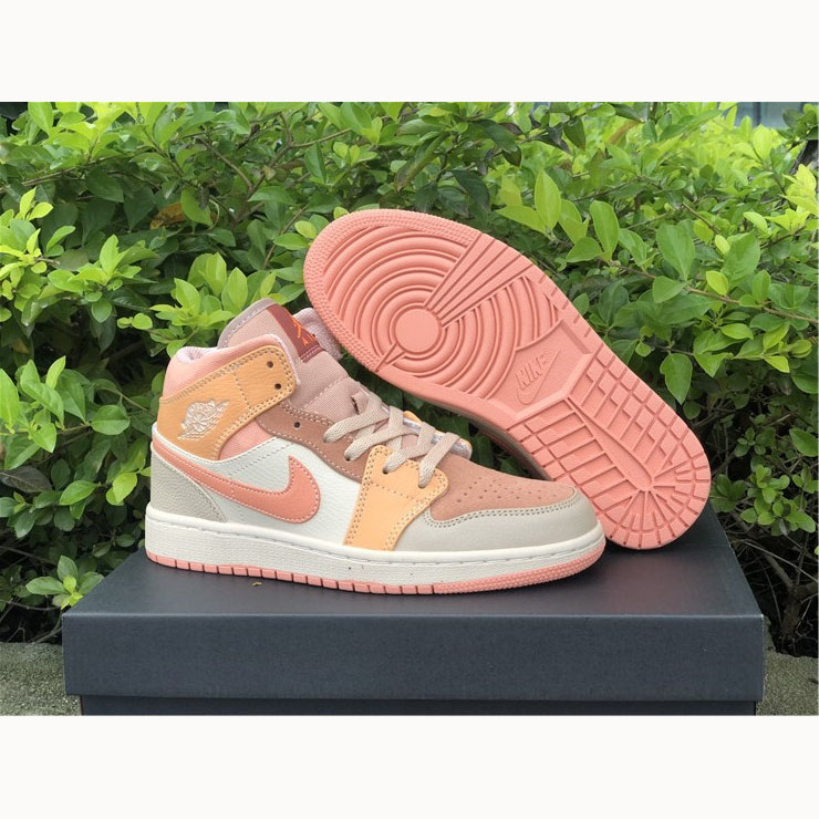 Jordan  Pink Orange Stitching Air  1 Mid - FashionPlug