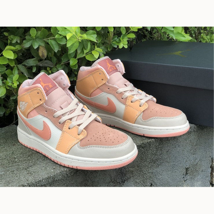 Jordan  Pink Orange Stitching Air  1 Mid - FashionPlug