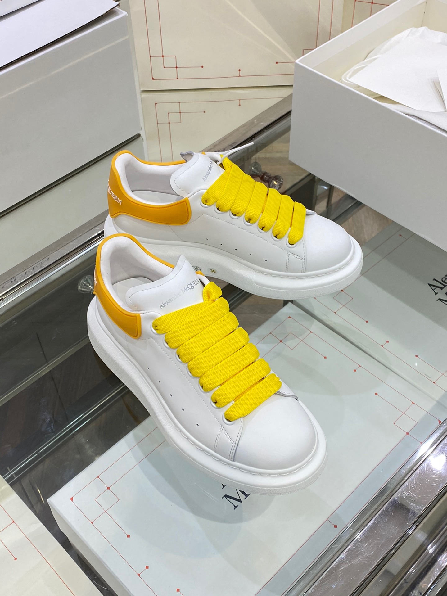 Alexander Mqueen Low-Top Air Platform Leather Sneakers    - FashionPlug